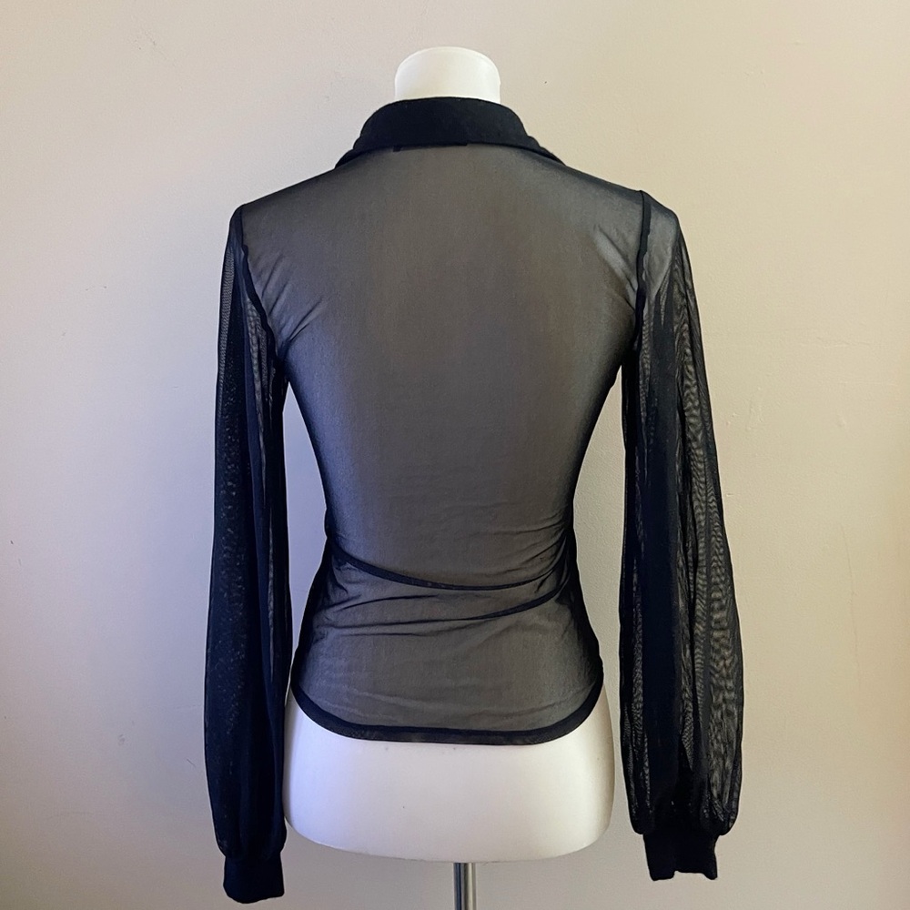 Sheer Black Button-Down Shirt - Picture 2 of 6